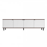 Manhattan Comfort 303AMC227 Mosholu 77.04 TV Stand with 4 Shelves in White and Nut Brown